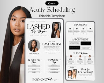 Acuity Scheduling Lash Tech, DIY Acuity Site, Lash Tech Acuity Scheduling Template, Minimalist White Booking Site, Acuity Template Canva