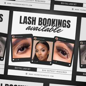 Lash Booking Flyer, Lash Deal, Appointments Available, Social Media Flyer, Appointment Flyer Makeup, Hair, Lashes, Nails, DIY Canva Template