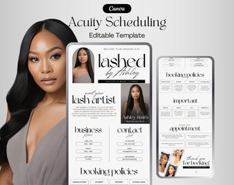 Plantilla de programación Acuity, sitio de reservas minimalista, Acuity Lash Tech, Nail Tech, Hair Stylist, sitio web de reservas, plantilla Acuity blanca Canva