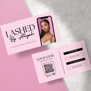 Visitenkartenvorlage, DIY-Visitenkarte, Instagram-Visitenkarte, Haare, Wimpern, Make-up, Nägel, bearbeitbare Canva-Karte, IG Beauty-Visitenkarte