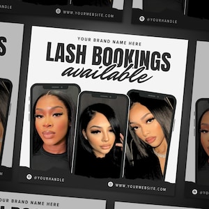 Lash Booking Flyer, Lash Deal, Appointments Available, Social Media Flyer, Appointment Flyer Makeup, Hair, Lashes, Nails, DIY Canva Template