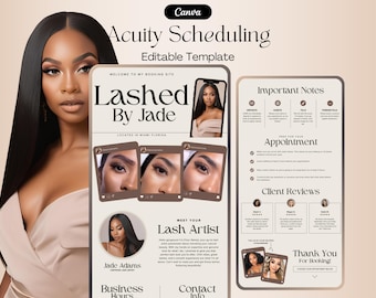 Lash Tech Acuity Scheduling Template, Lash Tech Website, Booking Website Canva Template, Acuity Scheduling Site Template, Beige Acuity Site