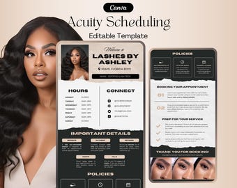 Plantilla de programación de Lash Tech Acuity, sitio web de Lash Tech, plantilla de Canva para sitio web de reservas, plantilla de sitio de programación de Acuity, sitio Beige Acuity
