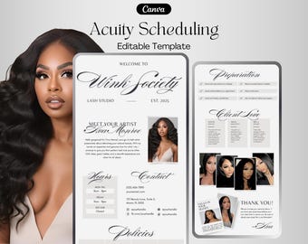 Plantilla de programación para técnicos de pestañas Acuity, sitio web de reservas para técnicos de pestañas, Acuity Lash Tech, estilista, técnico de uñas, sitio web de White Acuity, sitio web de bricolaje