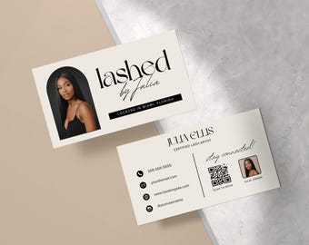 Visitenkartenvorlage, DIY-Visitenkarte, Instagram-Visitenkarte, Haare, Wimpern, Make-up, Nägel, bearbeitbare Canva-Karte, IG Beauty-Visitenkarte