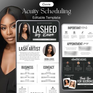 Acuity Scheduling Template, Lash Tech Acuity Scheduling, Lash Tech Website, Canva Template, DIY Acuity Site Website, Black Acuity Website