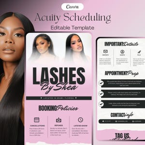 Acuity Scheduling Template, Lash Tech Acuity Scheduling, Lash Tech Website, Canva Template, Editable Acuity Website, Pink Acuity Website