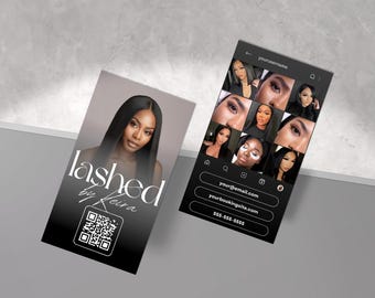 Visitenkartenvorlage, DIY-Visitenkarte, Instagram-Visitenkarte, Haare, Wimpern, Make-up, Nägel, bearbeitbare Canva-Karte, IG Beauty-Visitenkarte