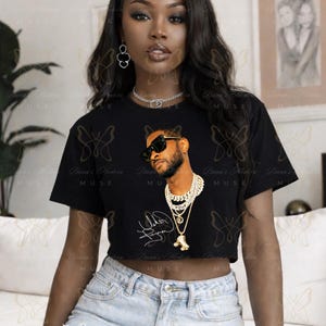 Usher and Chris Brown Tour Shirt | Raymond & Brown Inspired Tee | R and B Concert Shirt | Team Usher | Team Breezy | Unisex Graphic T-Shirt Black Crop-UR
