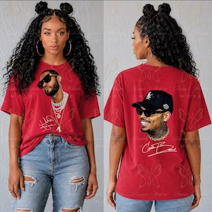 Usher and Chris Brown Tour Shirt | Raymond & Brown Inspired Tee | R and B Concert Shirt | Team Usher | Team Breezy | Unisex Graphic T-Shirt Red-Usher Front