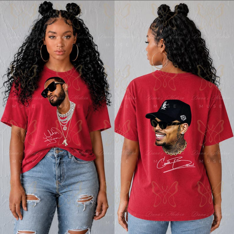Usher and Chris Brown Tour Shirt | Raymond & Brown Inspired Tee | R and B Concert Shirt | Team Usher | Team Breezy | Unisex Graphic T-Shirt Red-Usher Front