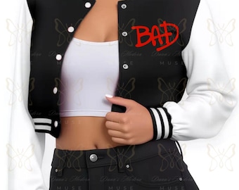Pre-venta: Chaqueta universitaria corta "Bad" del Rey del Pop / Merchandising de Moonwalkers / MJFam / Fans de la música pop