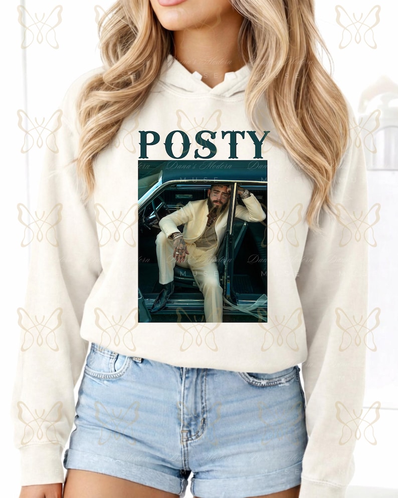 Post Malone T-Shirt | Comfort Colors Tee | Posty Shirt | Vintage Concert Style | Unisex Relaxed Fit | Ivory Hoodie-Posty