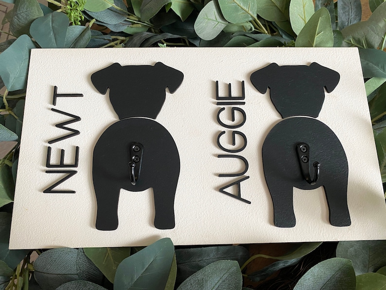 Personalized Dog Leash Hanger, Wood Dog Leash Holder, Gift For Dog Mom, Custom Dog Leash Hanger, Gift For Dog Owner White Paint