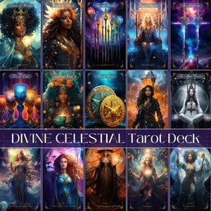 Divine Celestial Tarot Deck | Full Tarot Deck 78 Cards | Major & Minor Arcana | FREE Tarot Reading Class