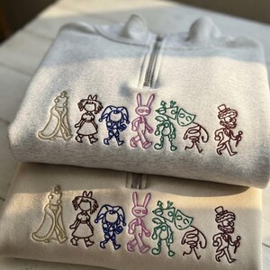 Sudadera con cuello redondo y bordado de circo, sudadera con cremallera de un cuarto y bordado de conejo, camiseta con personajes divertidos, sudadera con cuello redondo y dibujos animados.