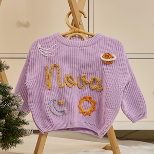 Personalized Baby Sweater Name, Custom Baby Girl Sweater, Toddler Sweater Name, Embroidered Sweater for Newborn, Personalized Gifts for Baby