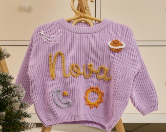 Personalized Embroidered Baby Sweater: Custom Name, 100% Cotton