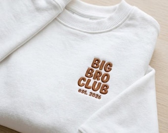 Embroidered Big Sis Big Bro Club Sweatshirt, Custom Sibling Gift, Pregnancy Announcement Kid Sweatshirt