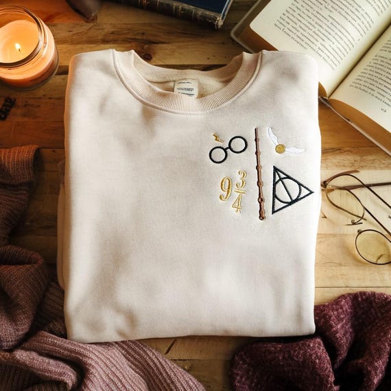 Magic Wizard Embroidered Sweatshirt: Witchcore Bookish Crewneck