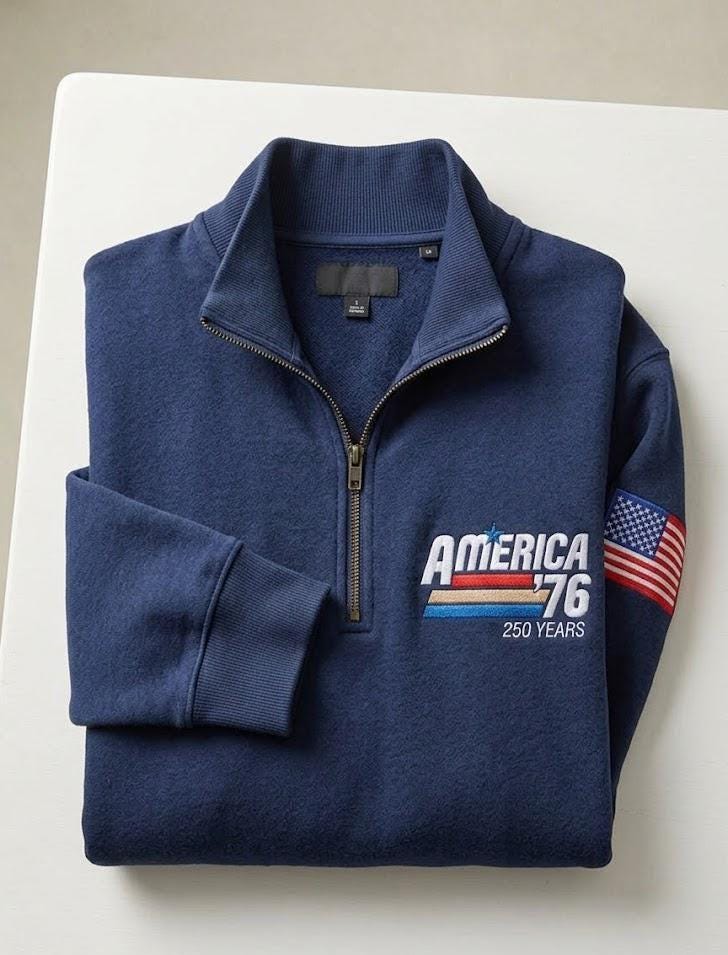 Discover USA Embroidered Quarter Zip Sweatshirt, American Patriotic Apparel, USA 250th Anniversary Zip Sweatshirt, Independence Day 4th Of July Shirt