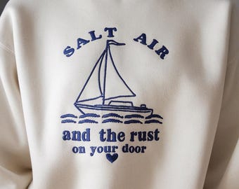 Salt Air Embroidered Sweatshirt: Coastal Nautical Gift