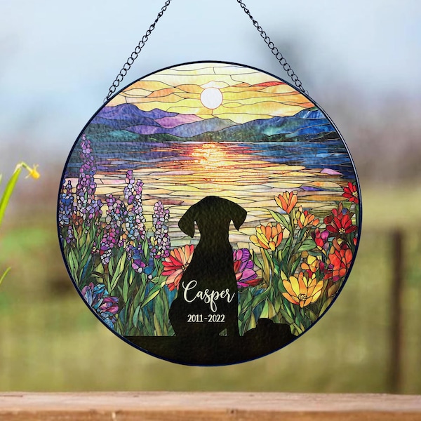 Personalized Dog Memorial Stained Glass Suncatcher,Pet Memorial,Loss of Dog Sympathy Gift,Dog Remembrance Puppy Loss Gift,In Loving Memory
