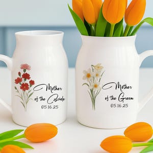 Personalised Mother of the Groom Vase, Custom Mother&#39;s Day Flower Vase for Mother of the Bride,Birth Month Flower Vase,Mom of the Groom Gift