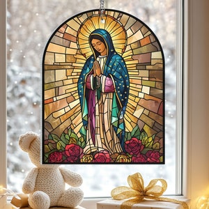 Tenture de fenêtre Notre-Dame de Guadalupe, décoration d'intérieur religieuse, décoration murale Vierge Marie, cadeau chrétien, cintre de fenêtre Guadalupe, mère de Dieu