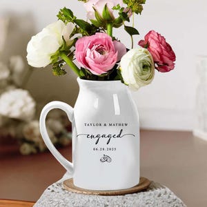Personalized Engagement Gift, Custom Newly Engaged Flower Vase, Engaged 2025 Engagement Gifts, Wedding Gift for Couple,Bridal Shower Gifts