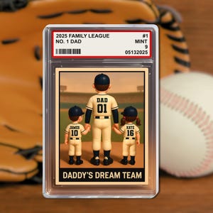 Targa in acrilico personalizzata con il numero 1 del baseball, papà, nonno, uomo e bambini, stile carta da collezione, regalo per la festa del papà per papà e marito appassionati di baseball.