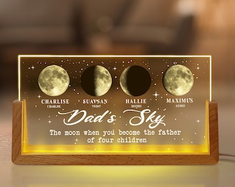 Personalized Moon Phase by Date Gift, Father's Day Gift,Personalized Gift for Dad, Personalised Moon Phase Lamp, Custom Lunar By Date Gift