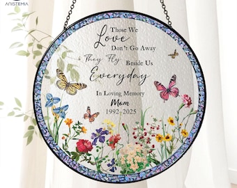 Custom Memorial Stained Glass Suncatcher,Loss Of Dad Sympathy Gift,In Memory of Mom Memorial Ornament,Loss of Mom Ornament,Remembrance Gifts