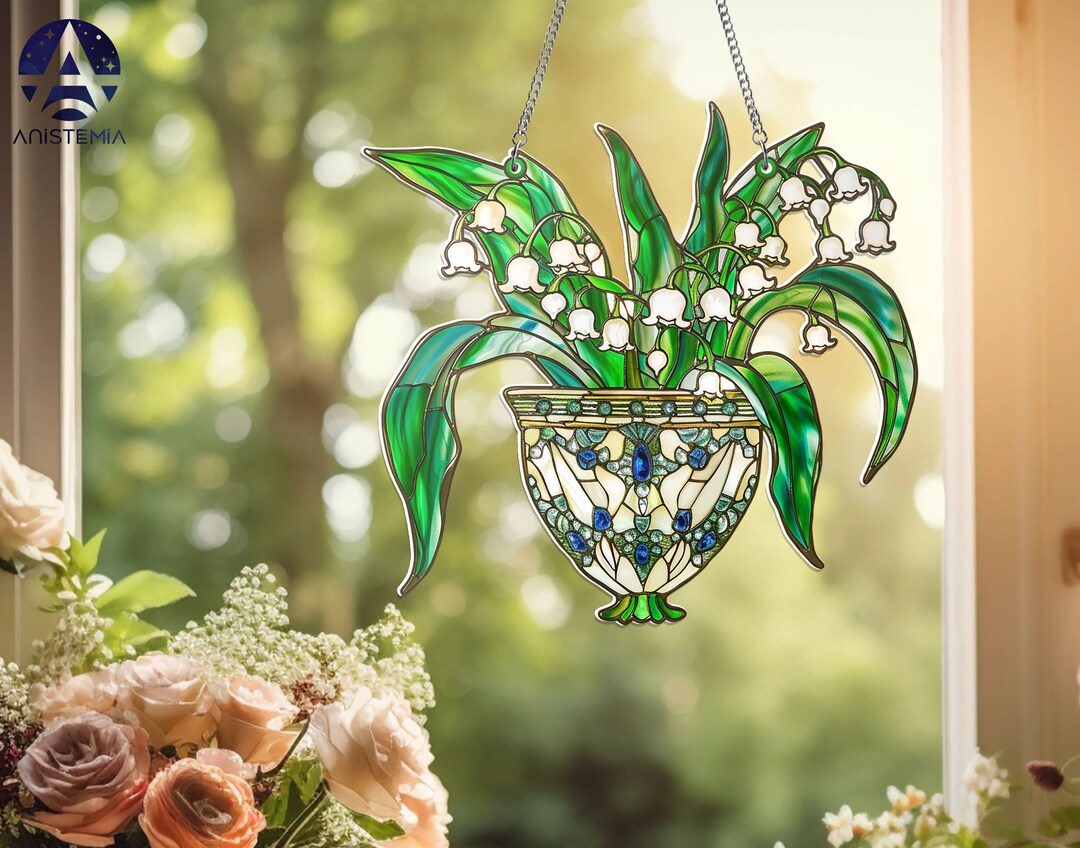 Lily of Valley Window Decor, Flowers Acrylic Window Hanging Art ...