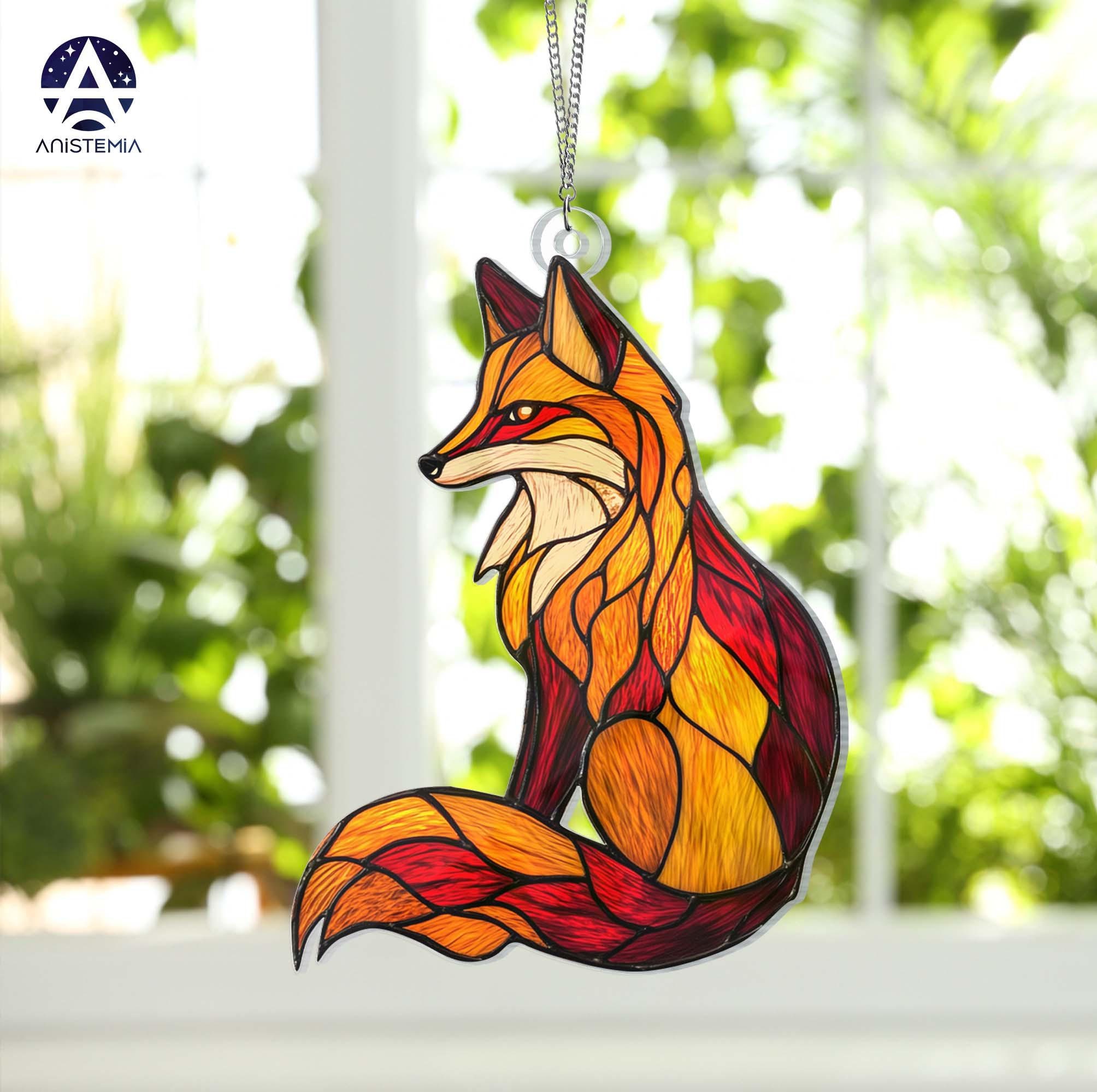 Acrylraam vos hangende vos woondecoratie vos cadeau decoratie muur kunst decoratie vos minnaar cadeau moeder cadeau vos bord kunst, platte 2D Suncatcher