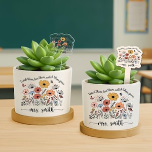 Personalized Teacher Thank You Plant Pot, Custom Flower Pot for Teacher, Teacher Appreciation Gifts, End of Year, Thank You Teacher Gifts