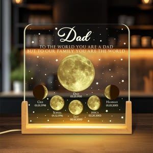 Personalized Mom Moon Phase by Date Gift, Personalised Dad Moon Phase Night Light, Mother’s Day Gift,Gift For Dad,Custom Lunar By Date Gifts