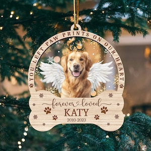 Custom Dog Photo Ornament, Dog Memorial Ornament, Personalized Dog Ornament, Forever Loved Dog Ornament, Pet Loss Keepsake,Dog Memorial Gift