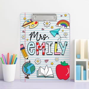 Teacher Appreciation Gifts, Personalized Teacher Clipboard, Custom Acrylic Clipboard With Teacher Name, Teacher Gifts, Back to School Gift
