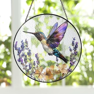 Hummingbird Stained Glass Suncatcher, Hummingbird Suncatcher, Hummingbird Window Hanging, Bird Wall Art, Gifts for Mom, Mother&#39;s Day Gift