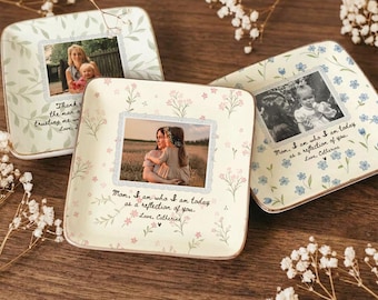 Custom Photo Mother of The Bride Jewelry Dish, Mother of The Groom Jewelry plate,Custom MOB Jewelry Tray for Mom, Wedding Favor Gift For Mom