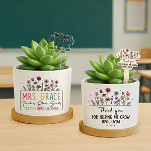 Thank You Teacher Gifts, Personalized Teacher Plant Pot, Teacher Appreciation Gifts, Flower Pot for Teacher, Thanks For Helping Me Grow