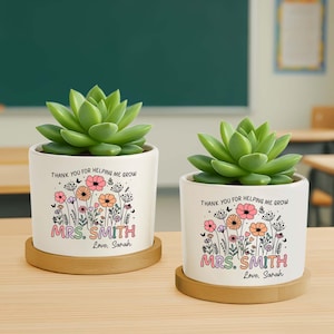 Personalized Teacher Appreciation Gift, Custom Teacher Appreciation Plant Pot,Thank You for Helping Me Grow,Teaching Assistant,Teacher Gifts