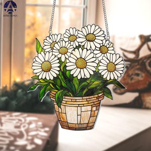 Birth Month Flower Acrylic Window Hanging, Daisy Flower Acrylic Hanging, Birthday Gift for Her, Daisy Decor, Mothers Day Gift, Gifts for Mom