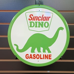 thumbnail image 2 of Sinclair Dino Gasoline Vintage Style Advertising Sign - Round, Garage/Man Cave 2 of 6