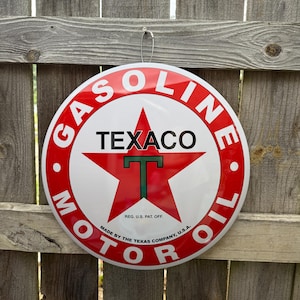 Texaco Sign Metal Dome Texaco Gas Station Signs Garage Decor Men Man Cave Wall Decor Housewarming Gifts for Husband Boyfriend Dad Brother