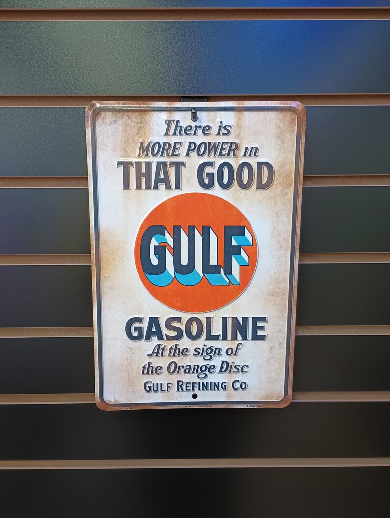 That Good Gulf Small Parking Sign Tin Gulf Gas Station Signs Petro ...