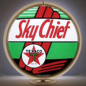 13.5&quot; Texaco Sky Chief Gas Pump Globe WITH or WITHOUT Heavy Duty Light Base Texaco Gas Station Garage Decor Men Gift for Dad Grandpa Uncle