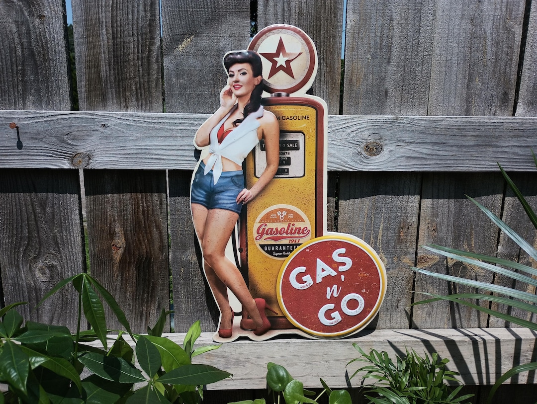 Gas Pump Pinup Girl Sign Gas Station Wall Decor Garage Decor for Men ...