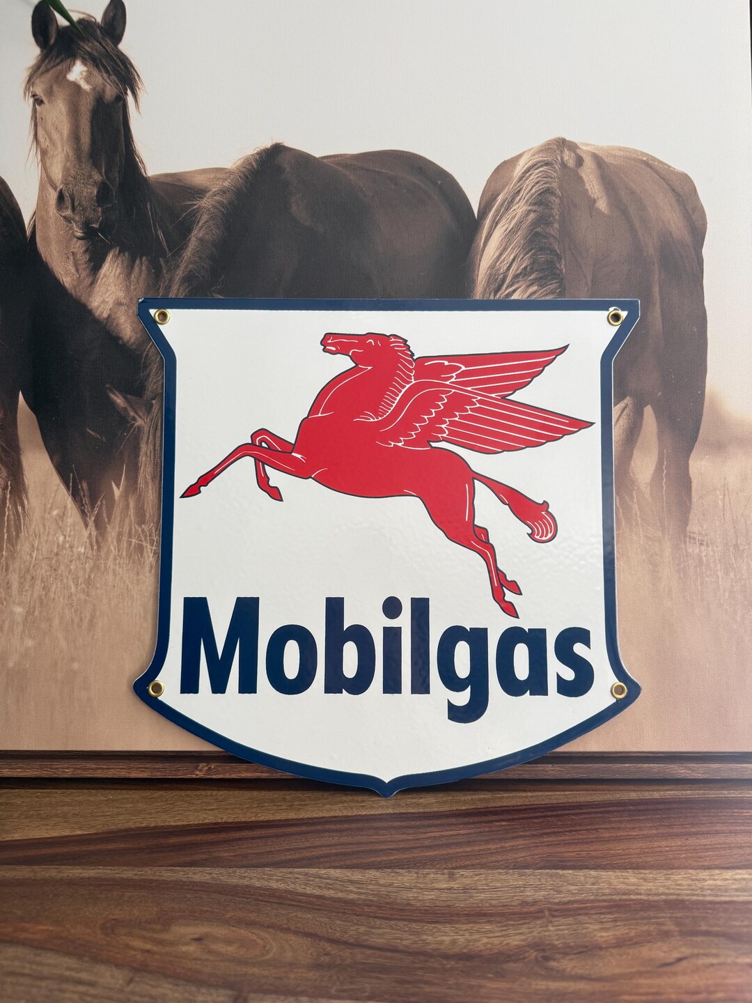 Mobil Pegasus Porcelain Gas Pump Sign 12 X 12 Reproduction Gas Pump ...